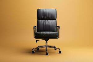 modern office chair from gray leather. Isolated on a white background Ai Generated photo