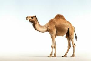 camello aislado en blanco antecedentes. 3d ilustración. lado vista. ai generado foto