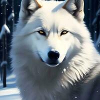 White Wolf In Winter. Generative AI photo