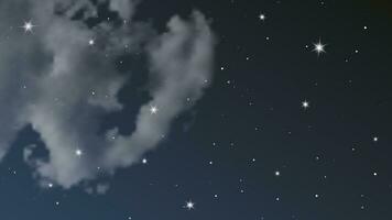 Night sky with clouds and many stars. Abstract nature background with stardust in deep universe. Vector illustration