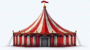 Circus tent, carnival tent isolated on white background. Generative Ai photo