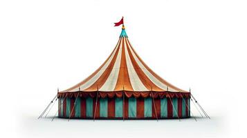 Circus tent, carnival tent isolated on white background. Generative Ai photo