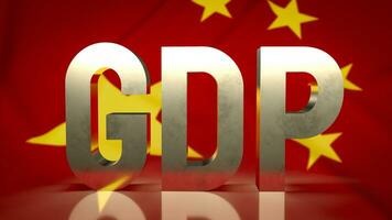 The Gdp gold on china flag for Business concept 3d rendering photo