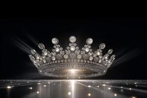 low key image of beautiful queen king crown. 3d rendering photo