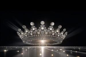 low key image of beautiful queen king crown. 3d rendering Ai Generated photo