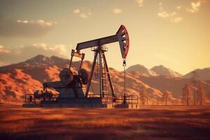 Oil pump in the desert. 3d render. Computer digital drawing. photo
