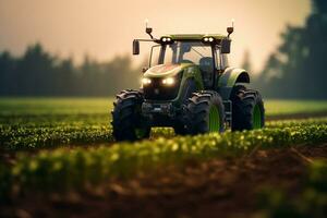 agrícola tractor en el campo. tractor en el campo. ai generado foto