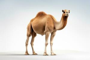 Camel isolated on white background. 3d illustration. Side view. Ai Generated photo