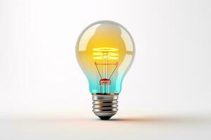 Glowing light bulb on a white background. 3D illustration. Ai Generated photo