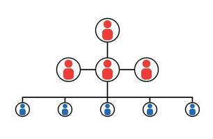 infografías de organigramas con icono de personas y línea abstracta, estructura empresarial. vector