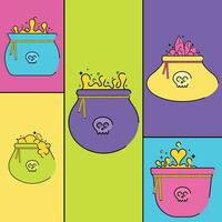 Set of halloween witch cauldron icons Vector