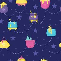 Halloween witch cauldrons pattern background Vector