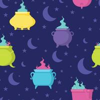 Halloween witch cauldrons pattern background Vector