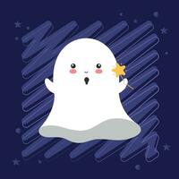 Isolated cute halloween ghost character Vector