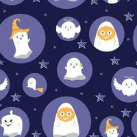 Halloween ghost character pattern background Vector