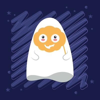 Isolated halloween ghost with a costume Vector