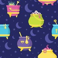 Halloween witch cauldrons pattern background Vector