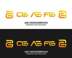 ag letras monograma adelante hacia atrás logo diseño. vector