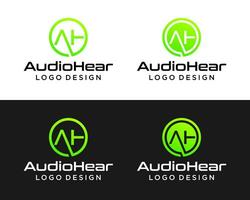 Letter AH monogram technology circle simple logo design. vector