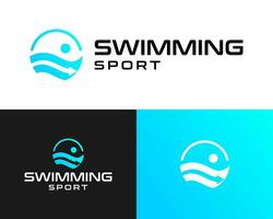 Swimming sport water health competition hobby logo design. vector