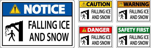 Ice and Snow Warning Sign Caution - Falling Ice And Snow Sign vector