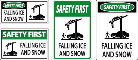 Ice and Snow Safety First Sign Caution - Falling Ice And Snow Sign vector