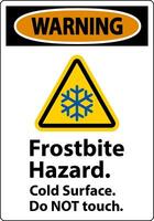 Warning Sign Frostbite Hazard, Do not Touch Cold Surface vector