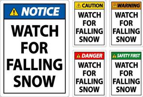 advertencia firmar reloj para que cae nieve vector