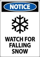 Notice Sign Watch For Falling Snow vector