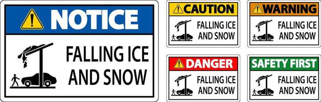 Ice and Snow Warning Sign Caution - Falling Ice And Snow Sign vector