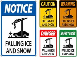 Ice and Snow Warning Sign Caution - Falling Ice And Snow Sign vector