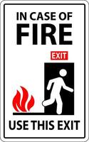 In Case Of Fire Sign Use This Exit vector