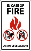 In Case Of Fire Sign Do Not Use Elevators vector