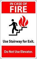 In Case Of Fire Sign In Case of Fire, Use Stairway For Exit, Do Not Use Elevator vector