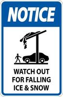 Notice Sign Watch Out For Falling Ice And Snow vector