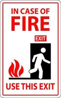 In Case Of Fire Sign Use This Exit vector