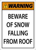 Warning Sign Beware Of Snow Falling From Roof vector