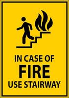 Caution Sign In Case of Fire Use Stairway vector