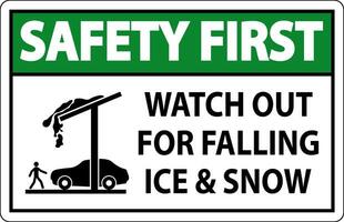 Safety First Sign Watch Out For Falling Ice And Snow vector