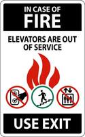 In Case Of Fire Sign Use Exit, Elevators Are Out of Service vector