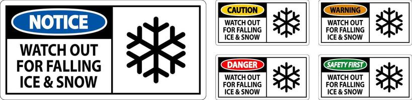 Caution Sign Watch Out For Falling Ice And Snow vector