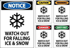 Caution Sign Watch Out For Falling Ice And Snow vector