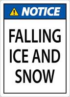 Notice Sign Falling Ice And Snow vector