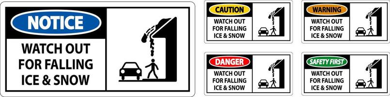 Caution Sign Watch Out For Falling Ice And Snow vector