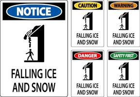 Ice and Snow Warning Sign Caution - Falling Ice And Snow Sign vector