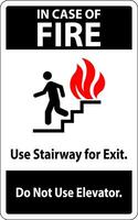 In Case Of Fire Sign In Case of Fire, Use Stairway For Exit, Do Not Use Elevator vector