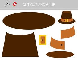 Cut and glue activity for kids. Thanksgiving worksheet for school and homeschool. vector