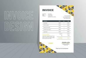 minimal yellow invoice template vector design