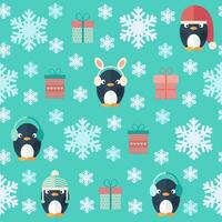 Seamless pattern with penguins vector