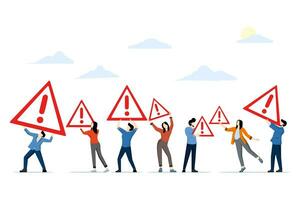 person holding a road hazard sign, Methods and possibilities for resolving difficult situations or problems, technical support, analysis and prevention of unforeseen circumstances, Vector illustration